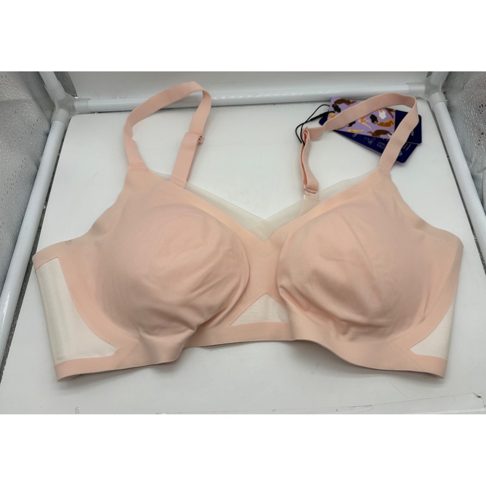 Honeylove Crossover Wireless Full Coverage Bra Sand Nude Medium NWT